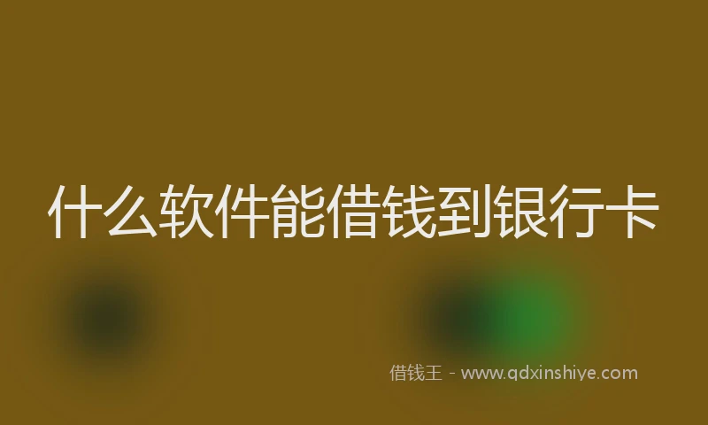 什么软件能借钱到银行卡