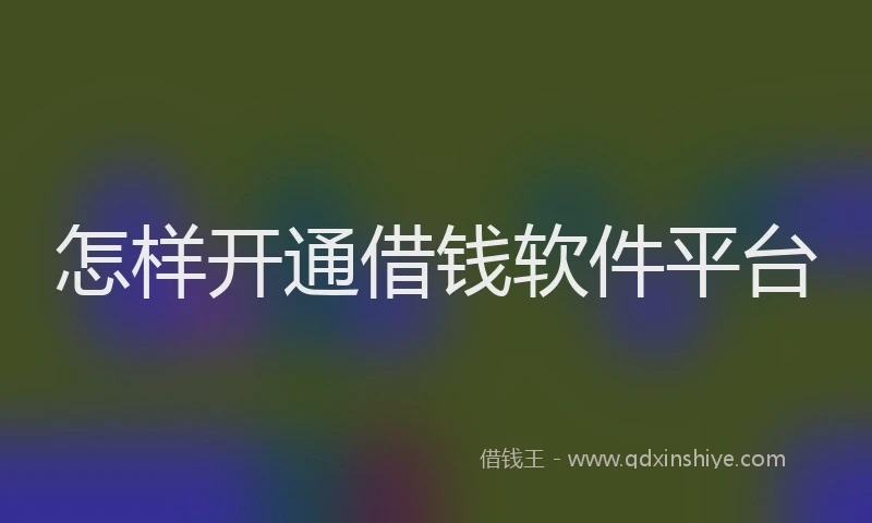 怎样开通借钱软件平台