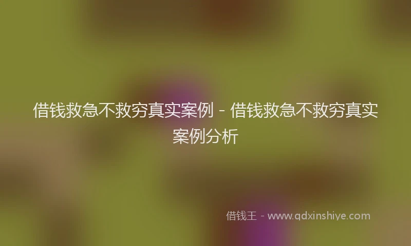 借钱救急不救穷真实案例 - 借钱救急不救穷真实案例分析