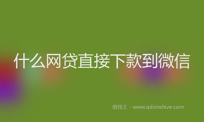什么网贷直接下款到微信