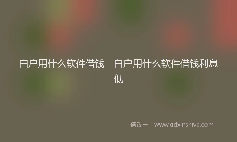 白户用什么软件借钱 - 白户用什么软件借钱利息低