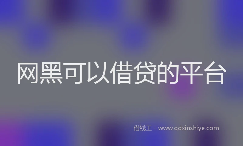 网黑可以借贷的平台