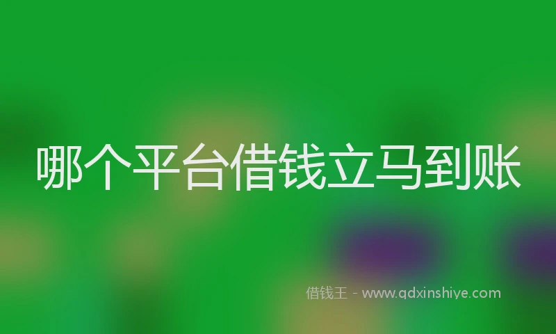 哪个平台借钱立马到账