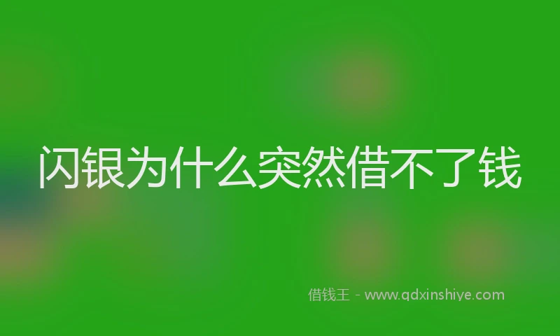 闪银为什么突然借不了钱