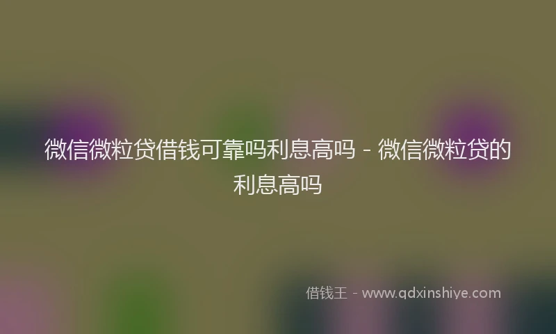 微信微粒贷借钱可靠吗利息高吗 - 微信微粒贷的利息高吗