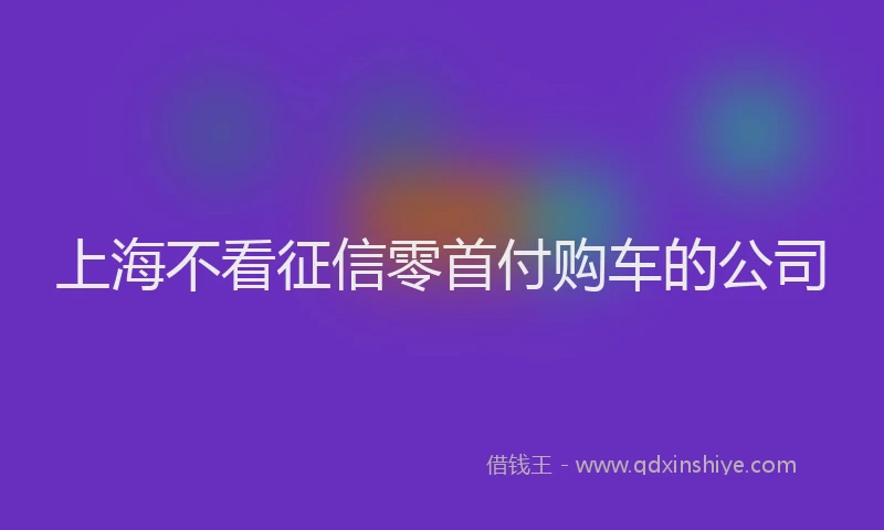 上海不看征信零首付购车的公司