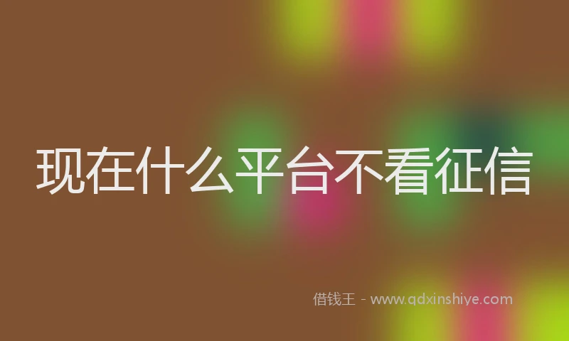 现在什么平台不看征信
