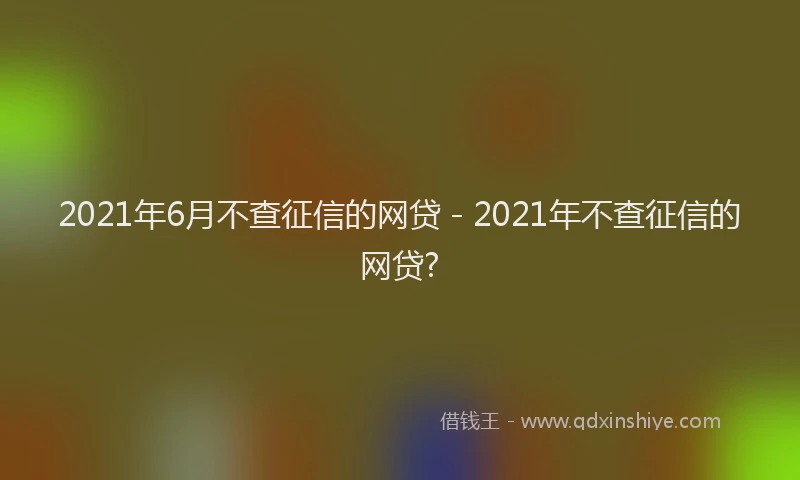 2021年6月不查征信的网贷 - 2021年不查征信的网贷?