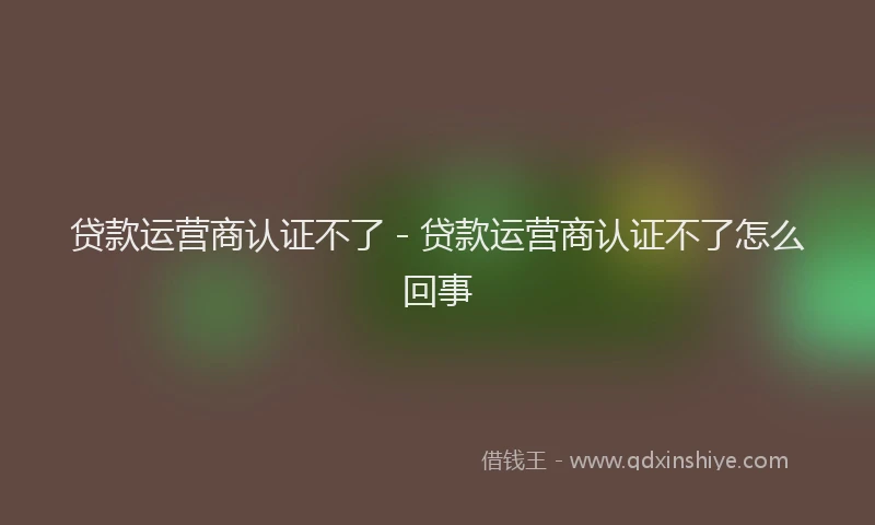 贷款运营商认证不了 - 贷款运营商认证不了怎么回事