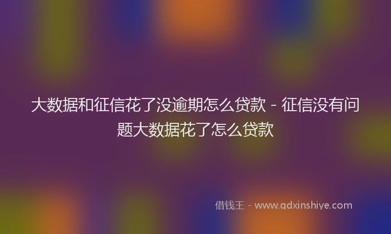 大数据和征信花了没逾期怎么贷款 - 征信没有问题大数据花了怎么贷款