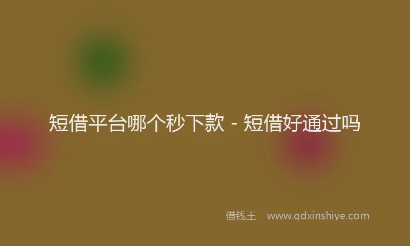 短借平台哪个秒下款 - 短借好通过吗