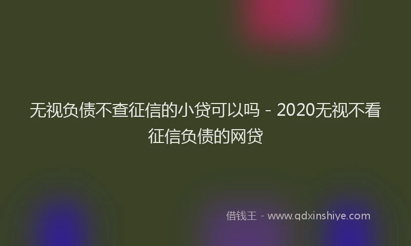 无视负债不查征信的小贷可以吗 - 2020无视不看征信负债的网贷