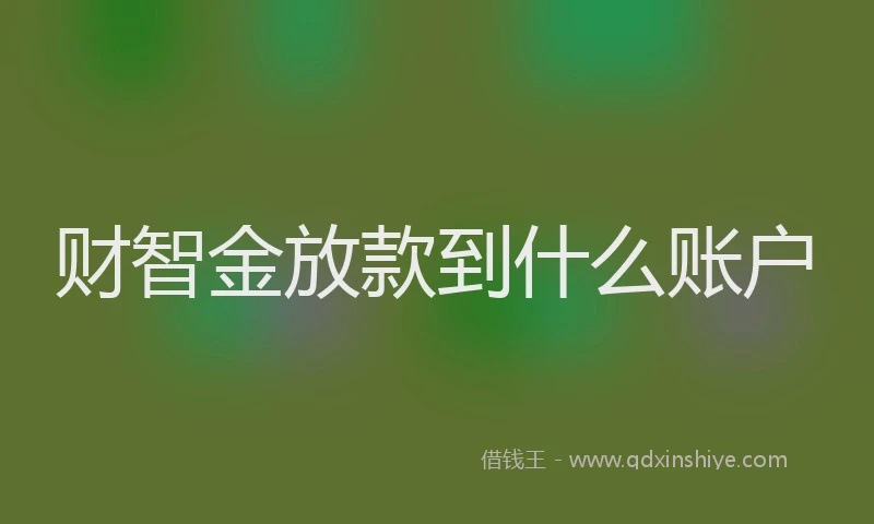 财智金放款到什么账户