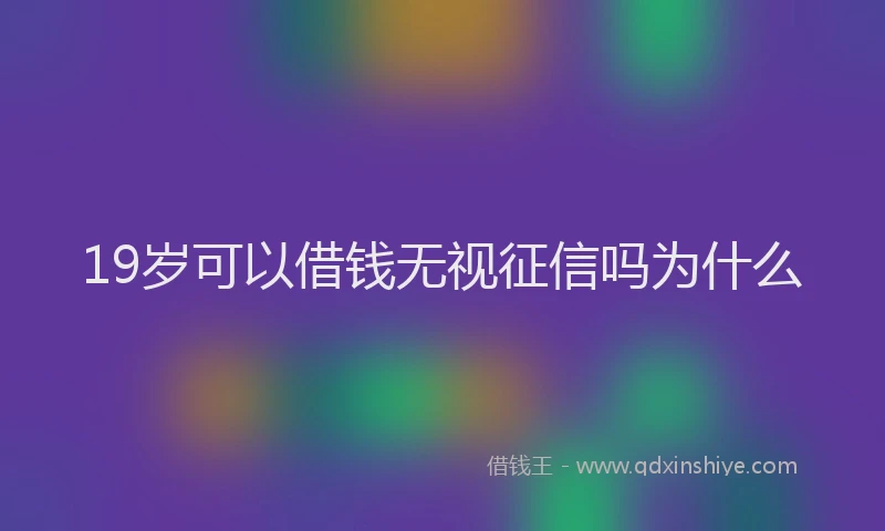 19岁可以借钱无视征信吗为什么