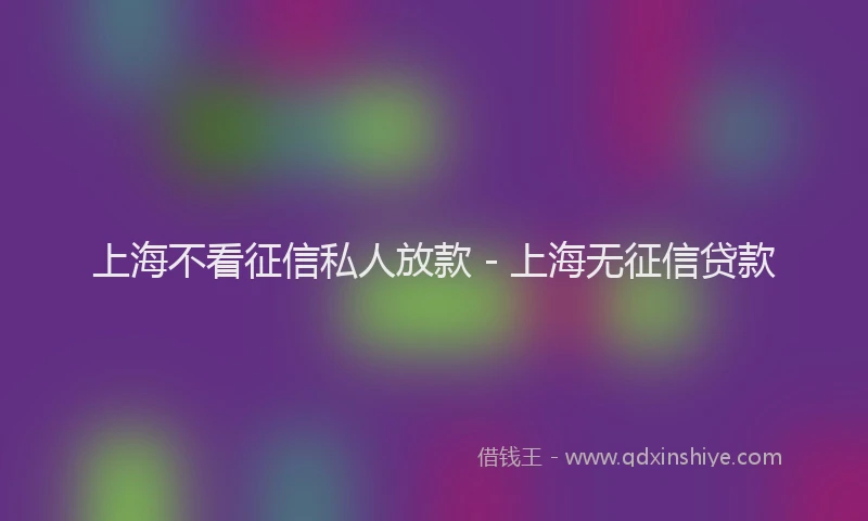 上海不看征信私人放款 - 上海无征信贷款