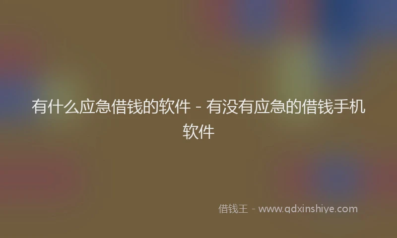 有什么应急借钱的软件 - 有没有应急的借钱手机软件