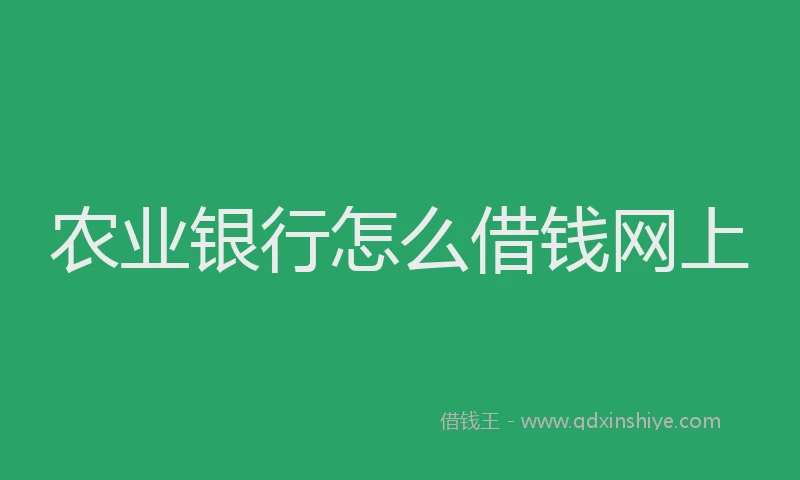 农业银行怎么借钱网上