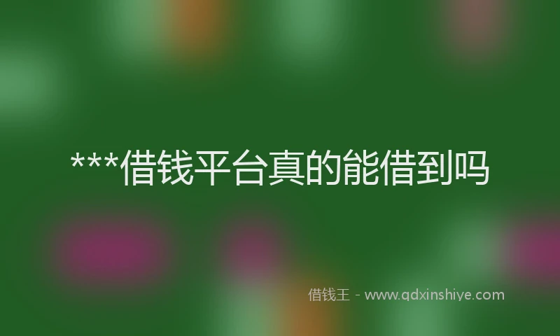 ***借钱平台真的能借到吗
