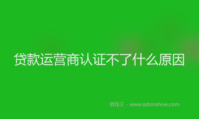贷款运营商认证不了什么原因