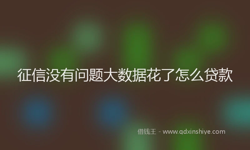 征信没有问题大数据花了怎么贷款