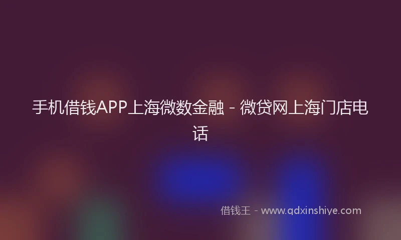 手机借钱APP上海微数金融 - 微贷网上海门店电话