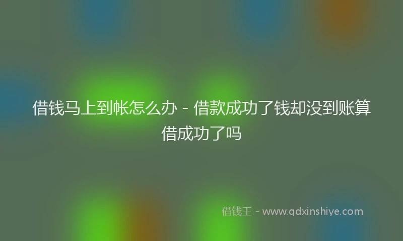 借钱马上到帐怎么办 - 借款成功了钱却没到账算借成功了吗