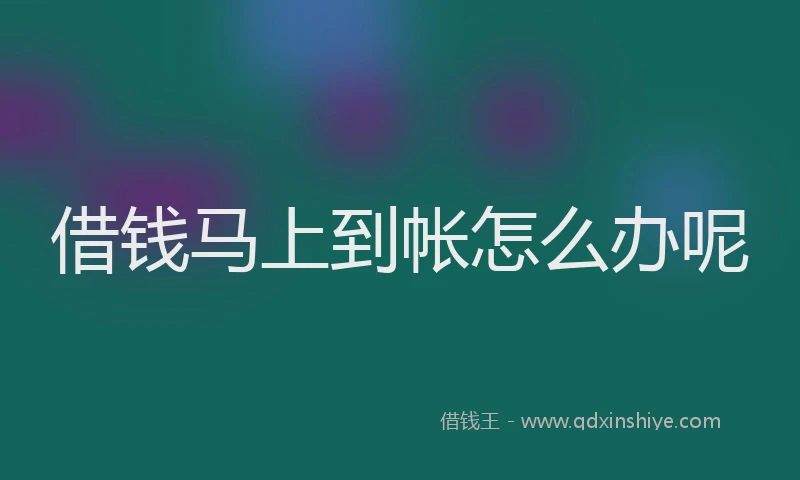 借钱马上到帐怎么办呢