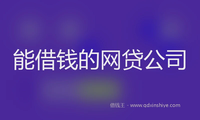 能借钱的网贷公司