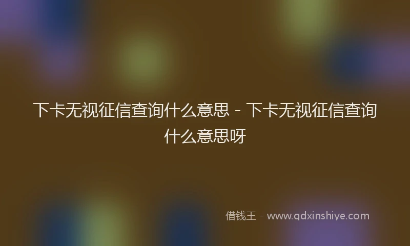 下卡无视征信查询什么意思 - 下卡无视征信查询什么意思呀