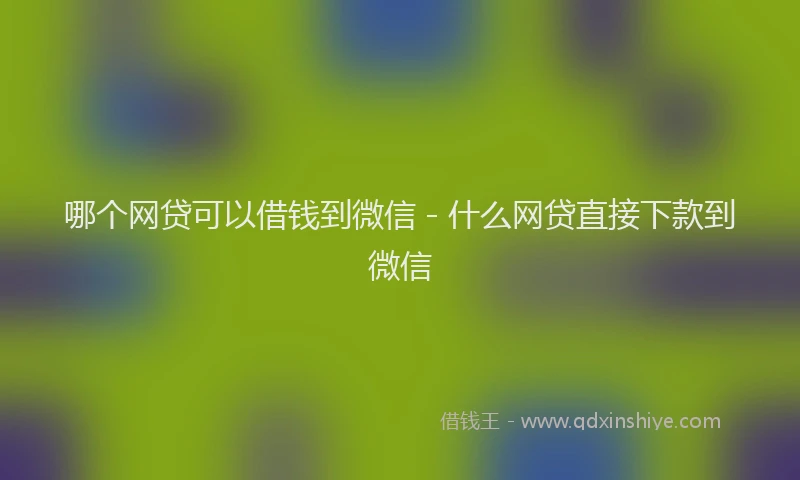 哪个网贷可以借钱到微信 - 什么网贷直接下款到微信