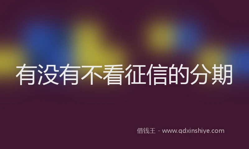 有没有不看征信的分期