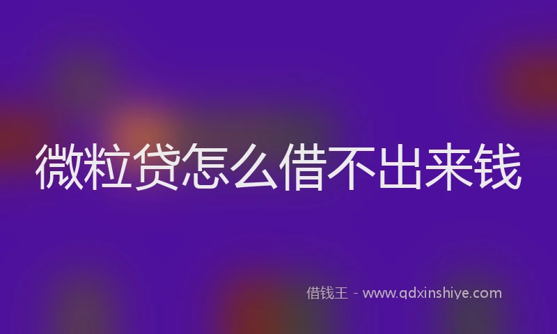 微粒贷怎么借不出来钱