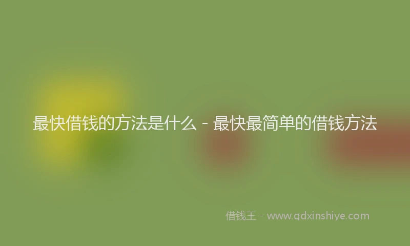 最快借钱的方法是什么 - 最快最简单的借钱方法
