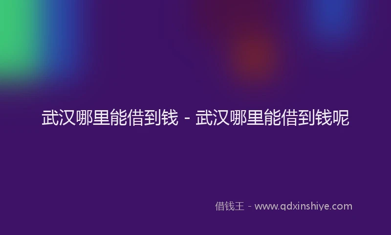 武汉哪里能借到钱 - 武汉哪里能借到钱呢