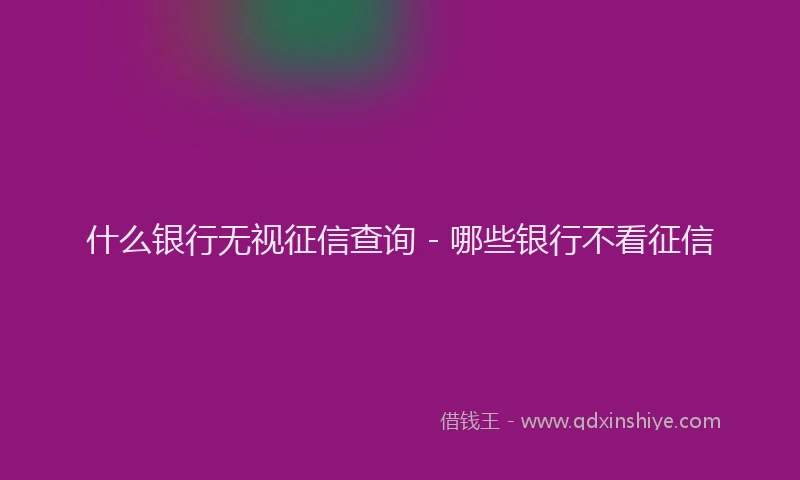 什么银行无视征信查询 - 哪些银行不看征信