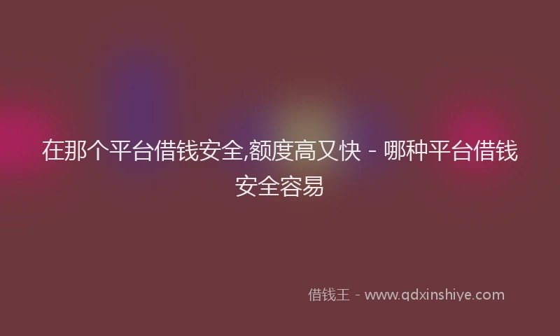 在那个平台借钱安全,额度高又快 - 哪种平台借钱安全容易