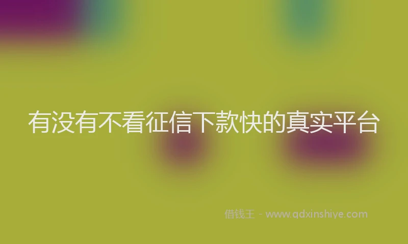 有没有不看征信下款快的真实平台
