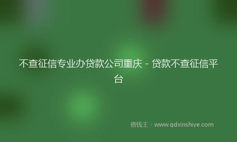 不查征信专业办贷款公司重庆 - 贷款不查征信平台