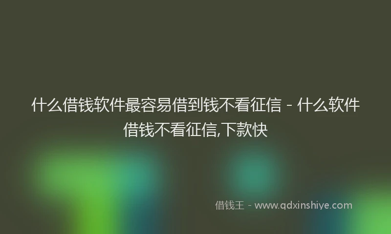 什么借钱软件最容易借到钱不看征信 - 什么软件借钱不看征信,下款快