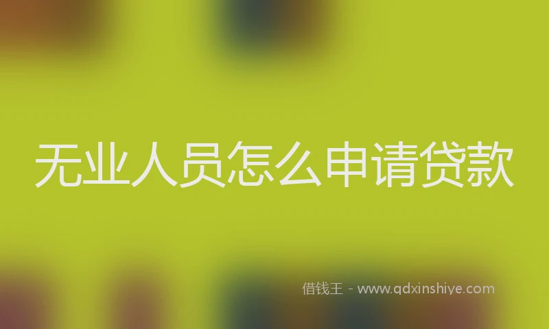 无业人员怎么申请贷款