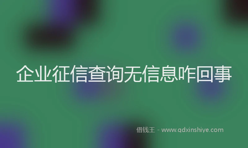 企业征信查询无信息咋回事