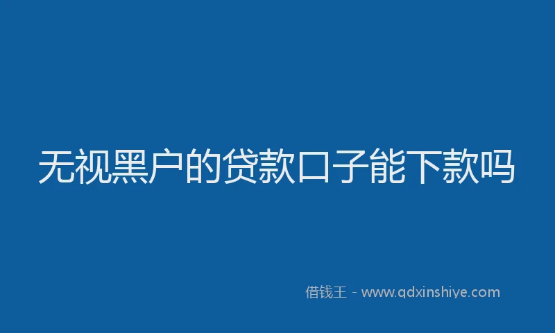 无视黑户的贷款口子能下款吗