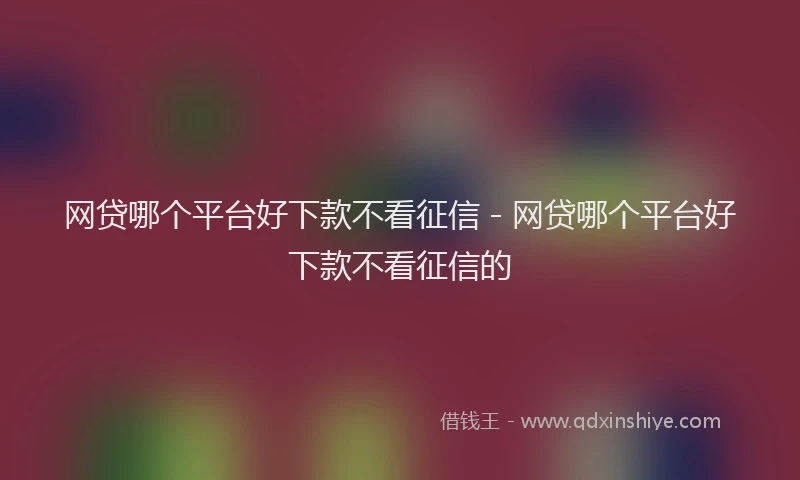 网贷哪个平台好下款不看征信 - 网贷哪个平台好下款不看征信的
