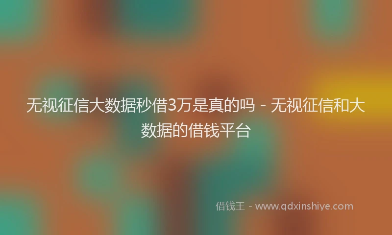无视征信大数据秒借3万是真的吗 - 无视征信和大数据的借钱平台