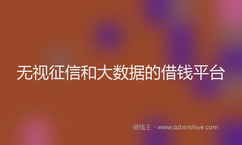 无视征信和大数据的借钱平台
