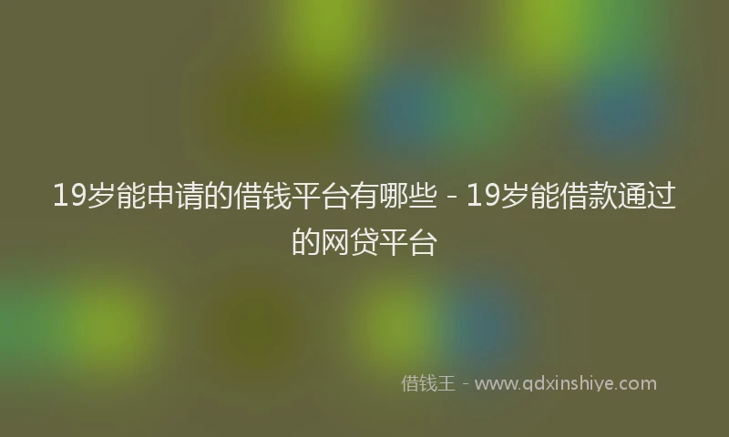 19岁能申请的借钱平台有哪些 - 19岁能借款通过的网贷平台