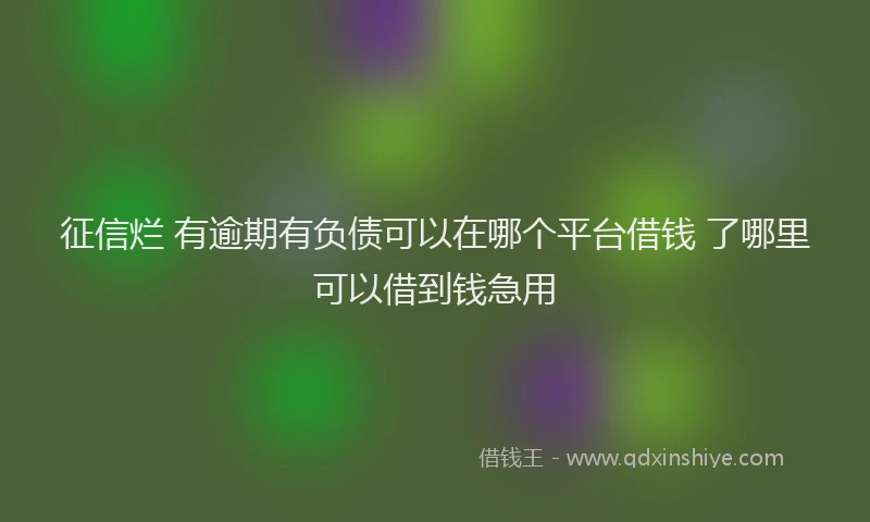 征信烂 有逾期有负债可以在哪个平台借钱 了哪里可以借到钱急用