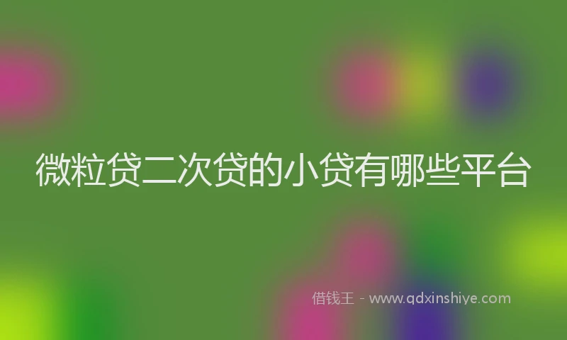 微粒贷二次贷的小贷有哪些平台