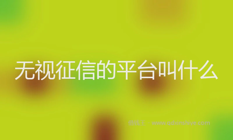 无视征信的平台叫什么