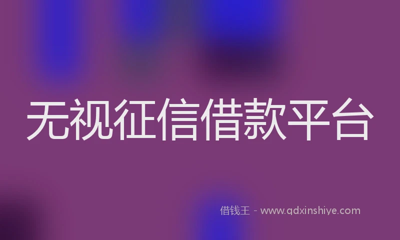 无视征信借款平台
